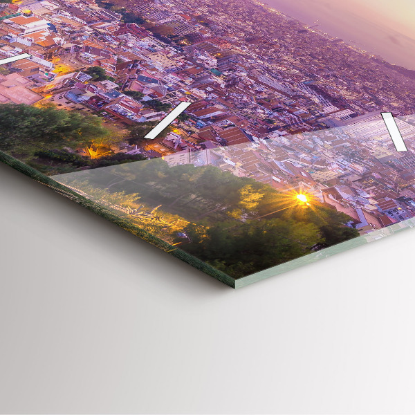 Square glass wall clock Barcelona Bunkers El Carmel