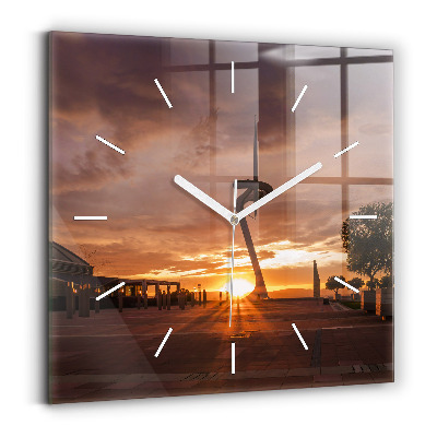 Square glass wall clock Barcelona Olympic Park