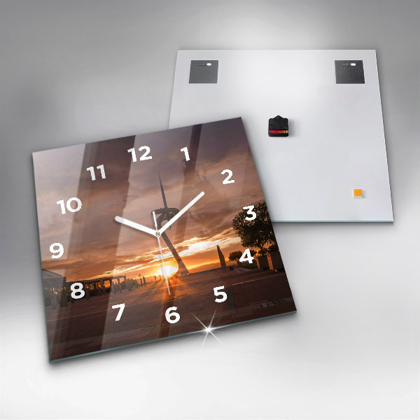 Square glass wall clock Barcelona Olympic Park