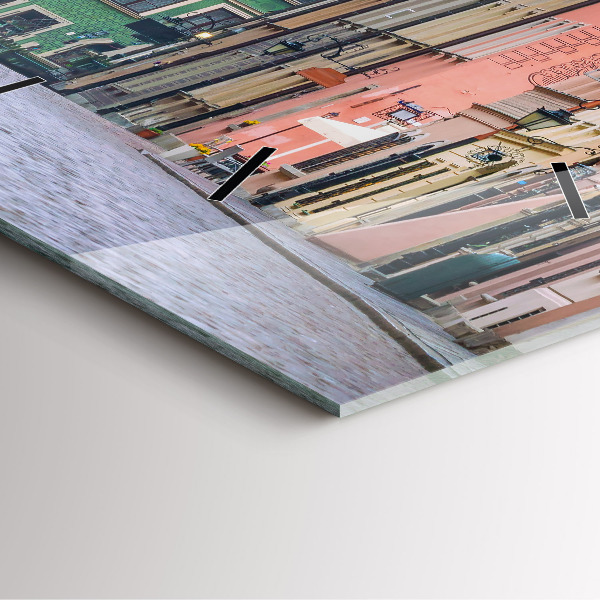 Square glass wall clock Old Town in Warsaw