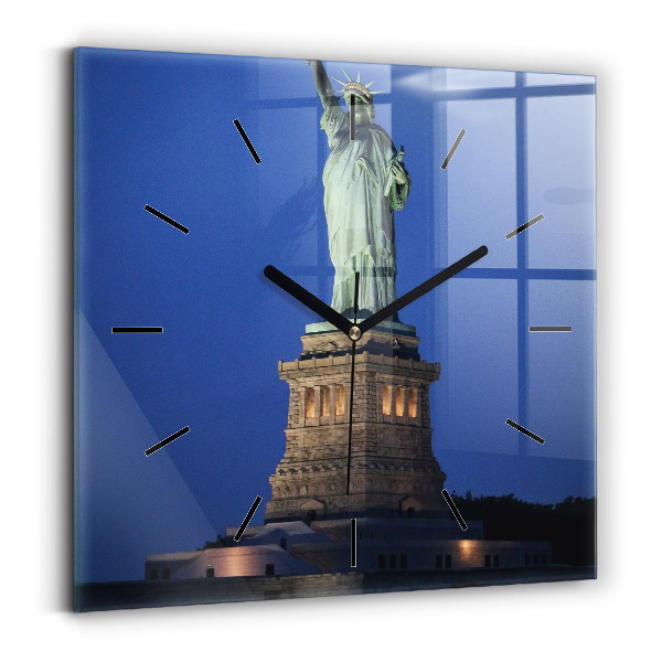 Square glass wall clock Statue of Liberty New York
