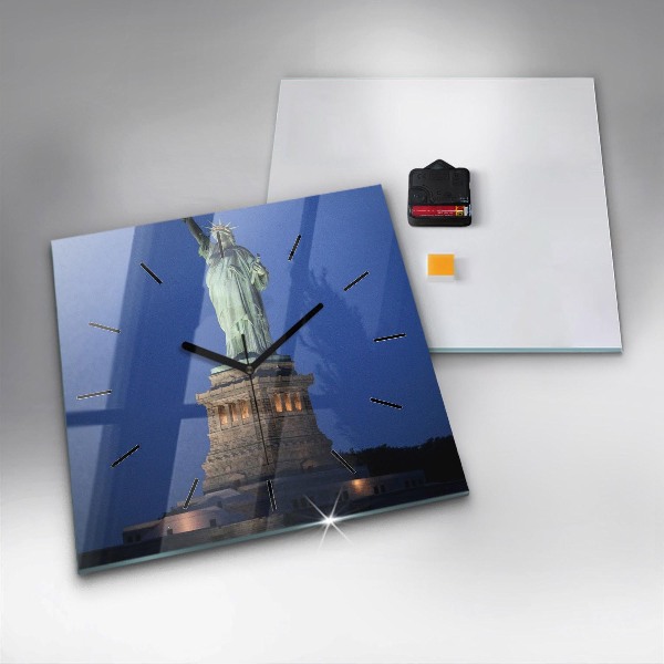 Square glass wall clock Statue of Liberty New York
