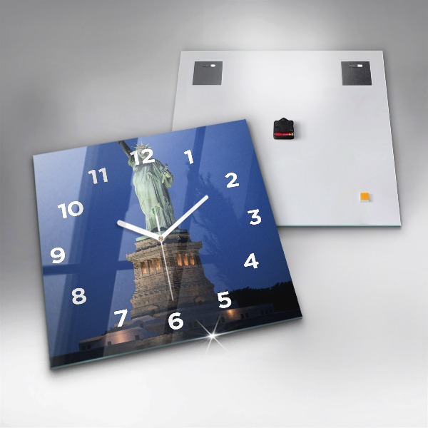 Square glass wall clock Statue of Liberty New York