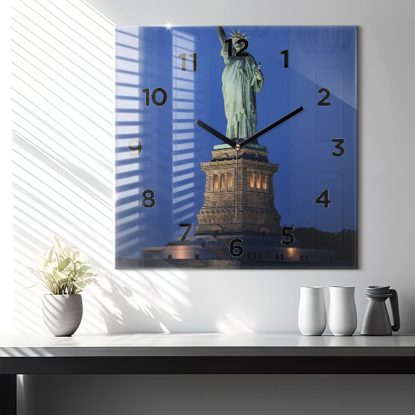 Square glass wall clock Statue of Liberty New York