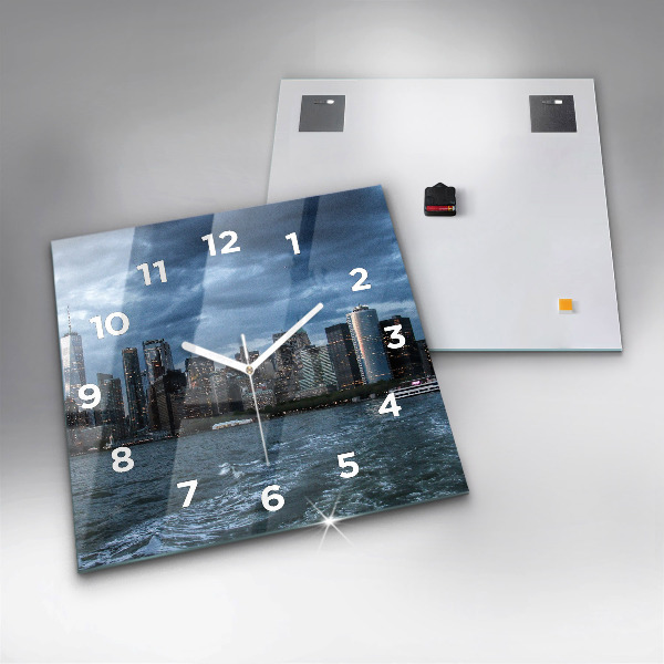 Square glass wall clock New York Panorama