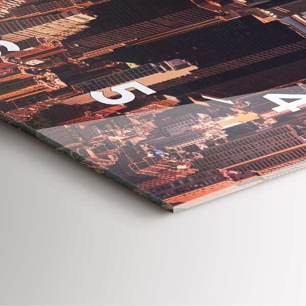 Square glass wall clock Panorama of the city west