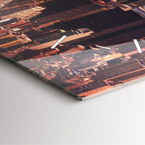 Square glass wall clock Panorama of the city west