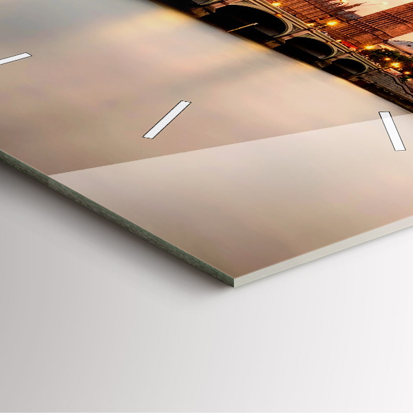 Square glass wall clock Big Ben London panorama