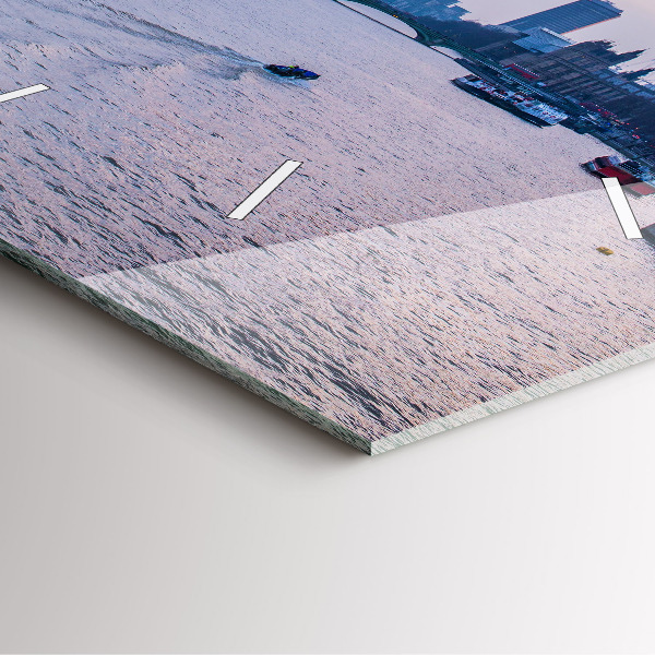 Square glass wall clock London Eye city panorama