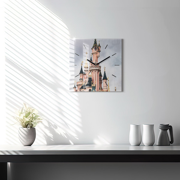 Square glass wall clock Disneyland Paris Castle