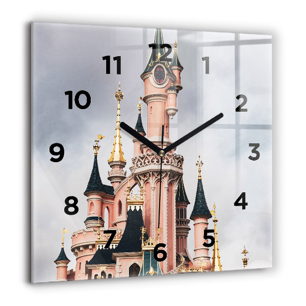 Square glass wall clock Disneyland Paris Castle