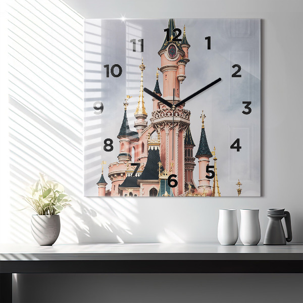 Square glass wall clock Disneyland Paris Castle