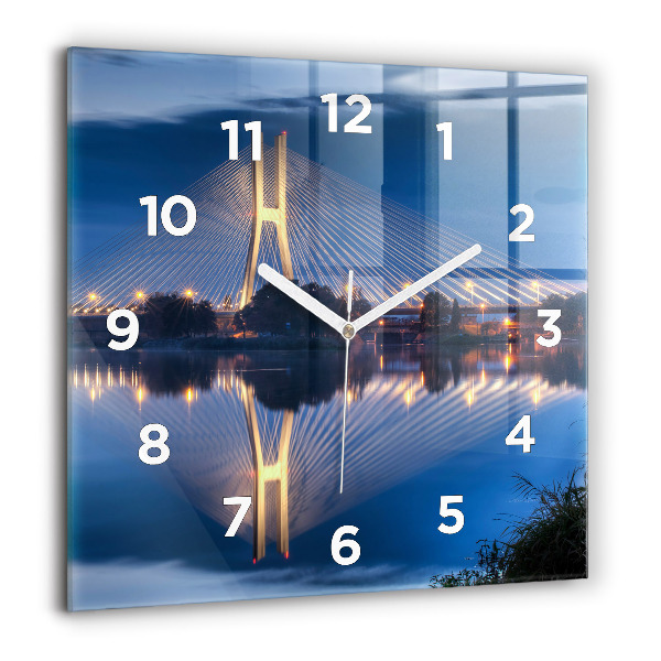 Square glass wall clock Rędziński Bridge Wrocław