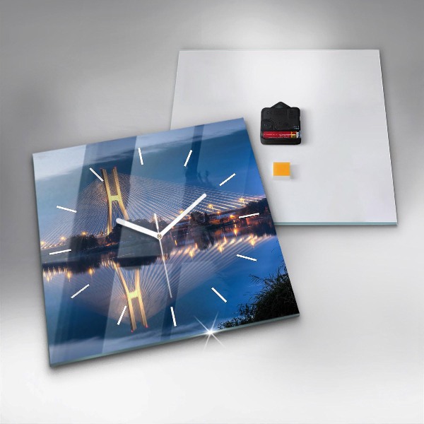 Square glass wall clock Rędziński Bridge Wrocław