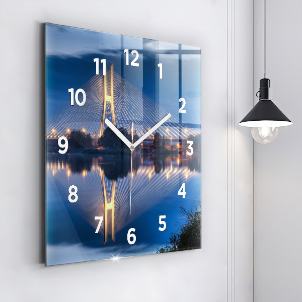 Square glass wall clock Rędziński Bridge Wrocław
