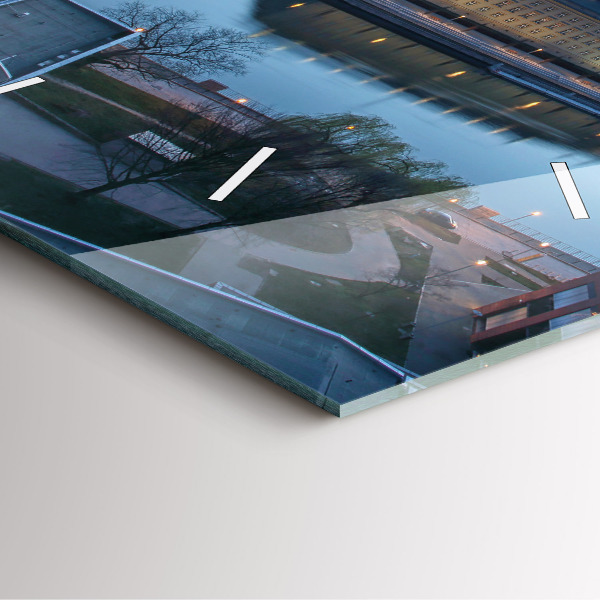 Square glass wall clock Wroclaw from a drone