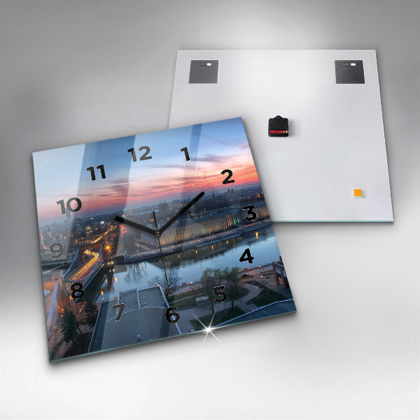 Square glass wall clock Wroclaw from a drone