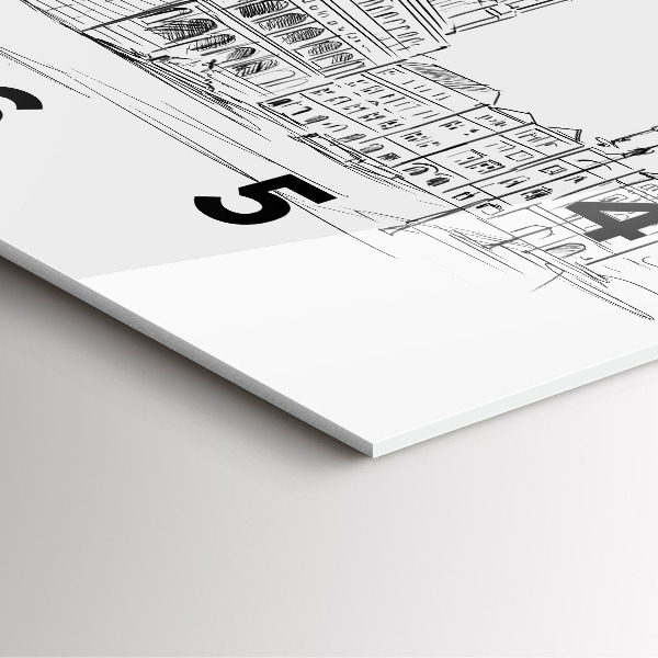 Square glass wall clock Sketch of the old town of Poznań