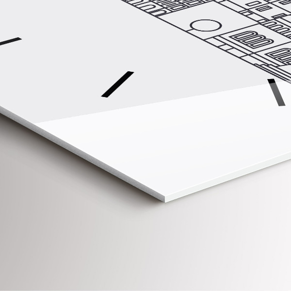 Square glass wall clock Lodz architecture panorama