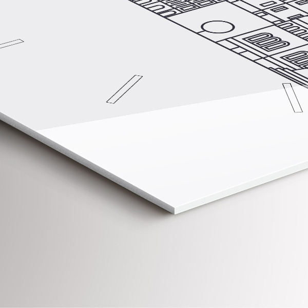 Square glass wall clock Lodz architecture panorama