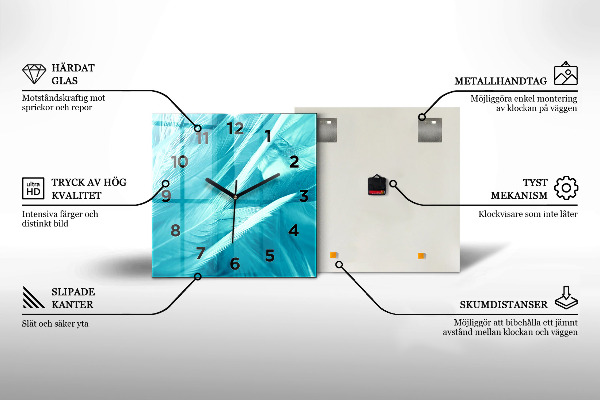Square glass wall clock Lodz architecture panorama
