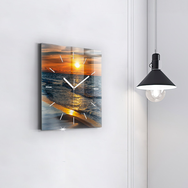 Square glass wall clock Władysławowo Baltic Sea