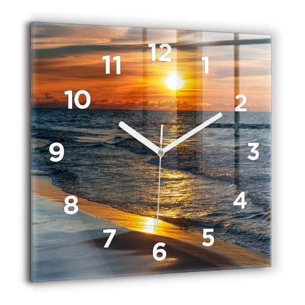 Square glass wall clock Władysławowo Baltic Sea