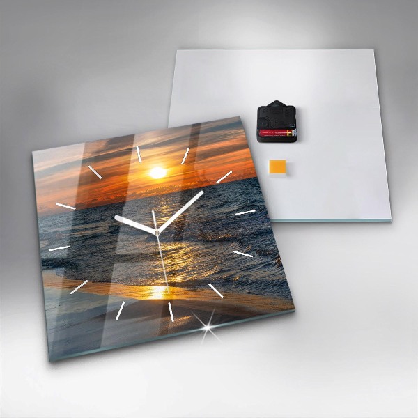 Square glass wall clock Władysławowo Baltic Sea