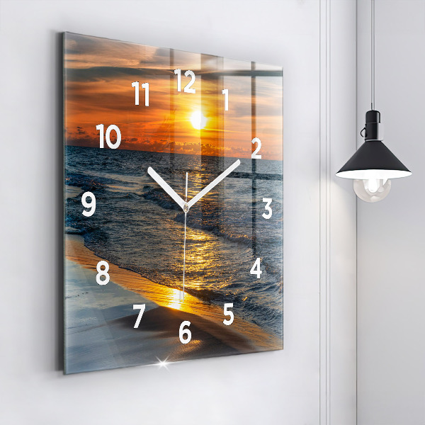 Square glass wall clock Władysławowo Baltic Sea