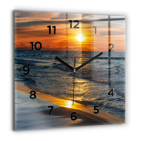 Square glass wall clock Władysławowo Baltic Sea
