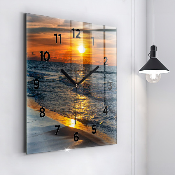 Square glass wall clock Władysławowo Baltic Sea