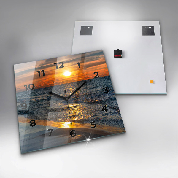Square glass wall clock Władysławowo Baltic Sea
