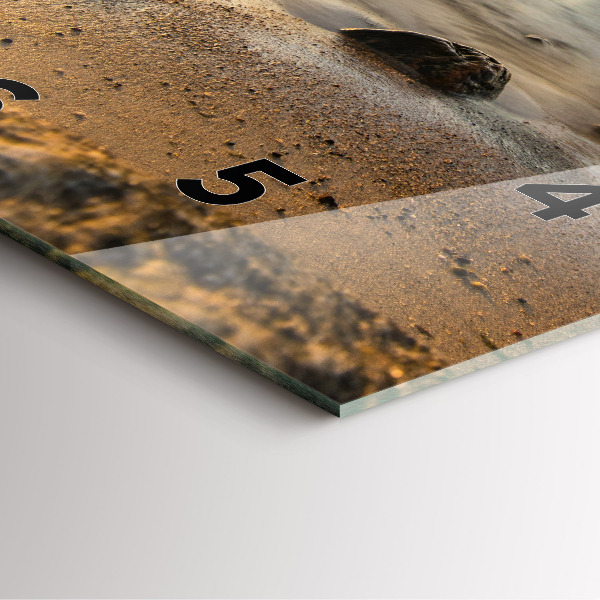 Square glass wall clock Sunrise Baltic Sea