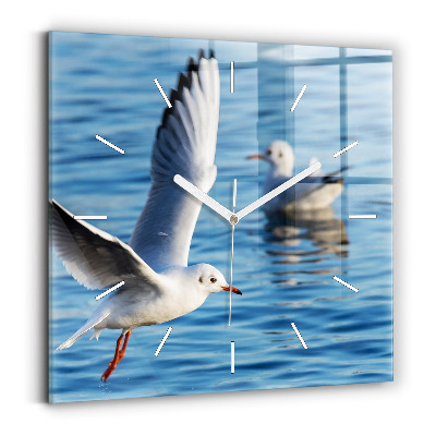 Square glass wall clock Seagulls in Gdynia