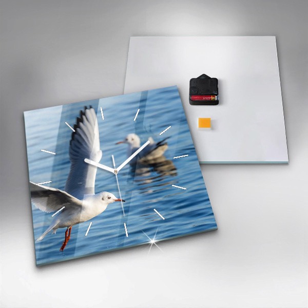 Square glass wall clock Seagulls in Gdynia