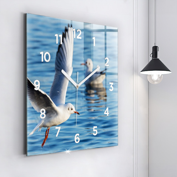 Square glass wall clock Seagulls in Gdynia