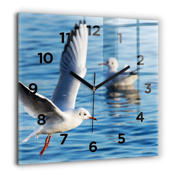 Square glass wall clock Seagulls in Gdynia