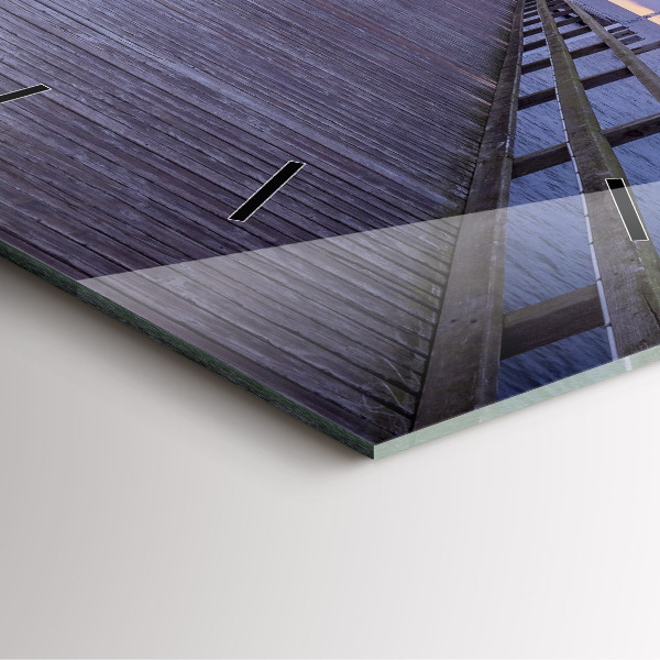 Square glass wall clock Pier on the Baltic Sea