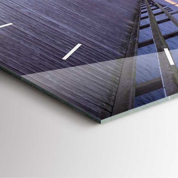 Square glass wall clock Pier on the Baltic Sea