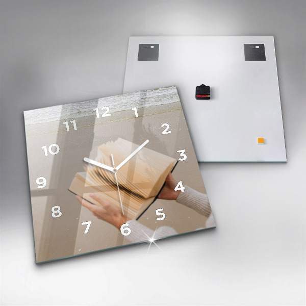 Square glass wall clock A moment with a book