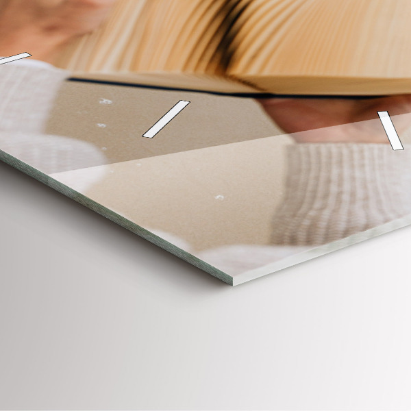 Square glass wall clock A moment with a book