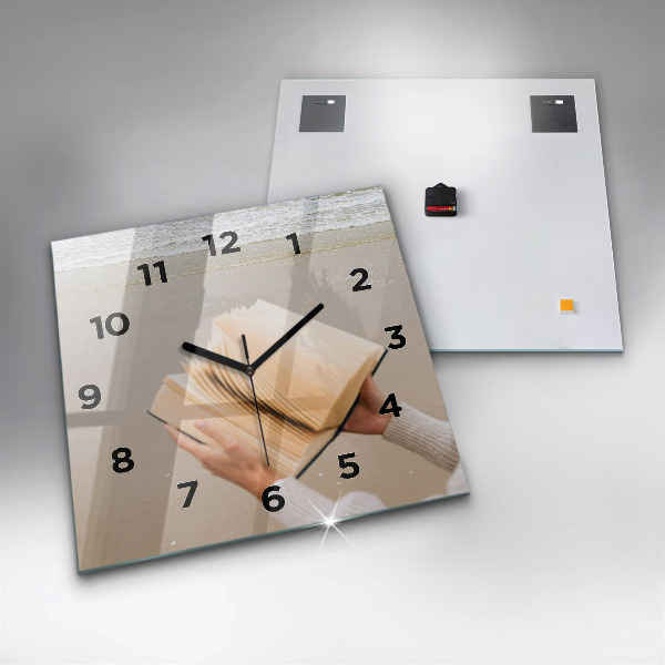 Square glass wall clock A moment with a book