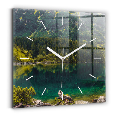 Square glass wall clock Morskie Oko in the Tatra Mountains