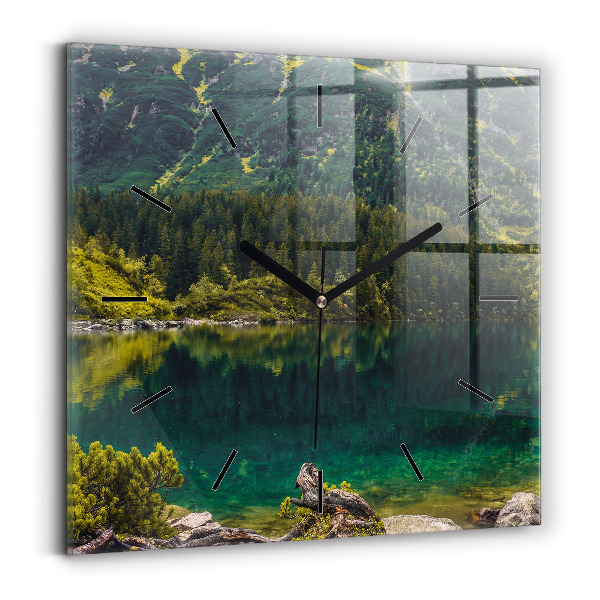 Square glass wall clock Morskie Oko in the Tatra Mountains