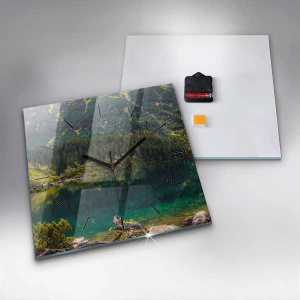 Square glass wall clock Morskie Oko in the Tatra Mountains