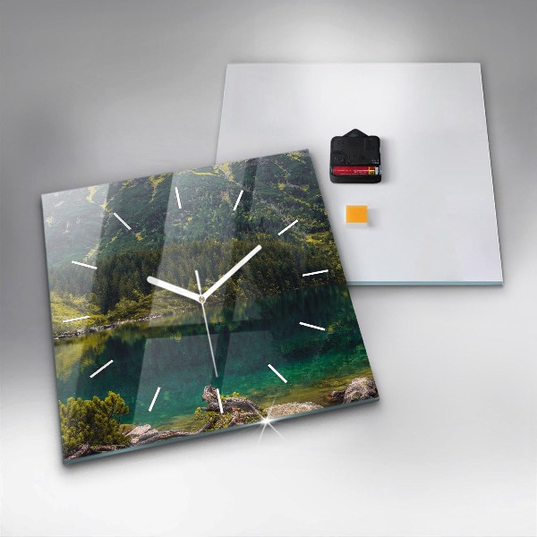 Square glass wall clock Morskie Oko in the Tatra Mountains