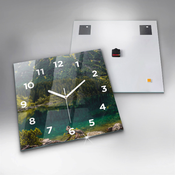 Square glass wall clock Morskie Oko in the Tatra Mountains