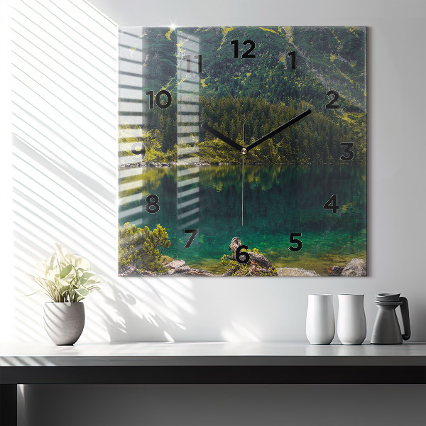 Square glass wall clock Morskie Oko in the Tatra Mountains