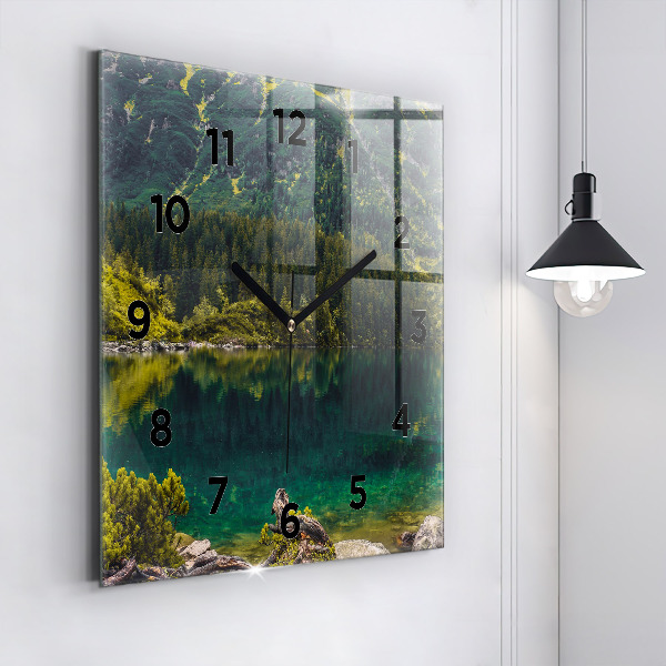 Square glass wall clock Morskie Oko in the Tatra Mountains