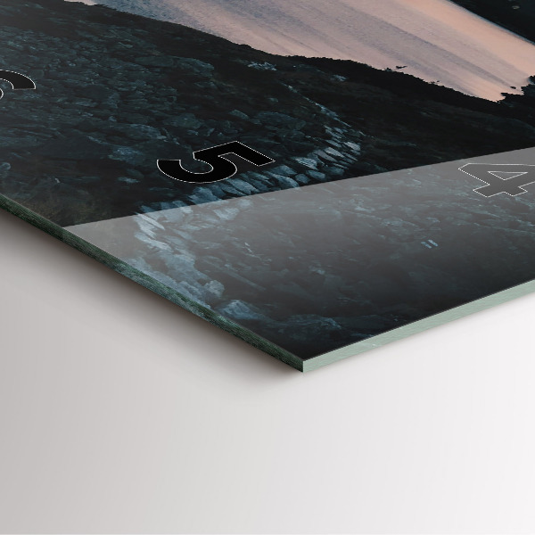 Square glass wall clock Lake and mountains